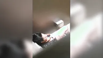 Girl Finger-Fucks Her Dripping Wet Pussy Quietly In Mall Toilet