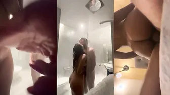 Wife Bent Over Bathroom Tiles Taking Deep Thrusts From Angry Husband