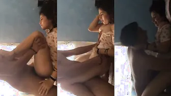 Boy Sucking Her Tits Hard While Pounding Her Missionary On The Bed