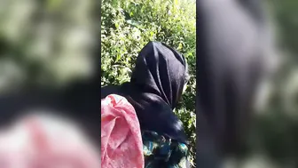 Indian Girl Bent Over Jungle Bush, Taking Cock Deep In Her Tight Cunt