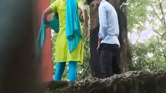 Jungle Leaves Rustling While Her Salwar Rips Off And He Slams Into Her Wet Pussy
