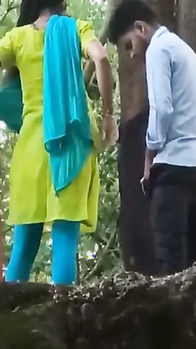 Jungle Leaves Rustling While Her Salwar Rips Off And He Slams Into Her Wet Pussy