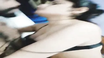 Wife In Black Bra Sucking His Cock Cooling Down Her Burning Pussy