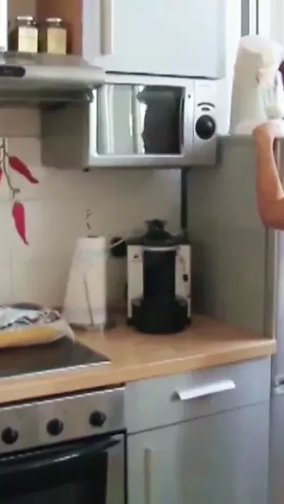 Stepson Walks In On Naked German Stepmom And Pounds Her Kitchen Pussy