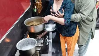 Desi Housewife Bent Over Kitchen Counter Taking Anal While Curry Simmers