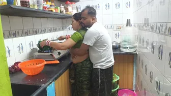 Bihari Bhabhi In Red Saree Fucked By Her Devar Against The Gas Stove