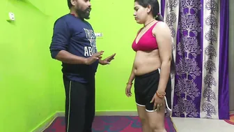 Indian Girl Bent Over During Yoga Session Taking It From Her Instructor