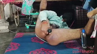 Desi Wife Stuffs Husband's Ass With Dildo, Fingers, And Beer Bottle