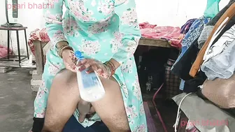 Indian Girl Stroking His Cock Then Taking It Deep In Her Tight Asshole