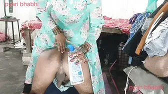 Indian Girl Stroking His Cock Then Taking It Deep In Her Tight Asshole