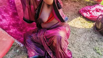 Indian Chachi's Big Tits Bounce As Nephew Fills Her In The Hut