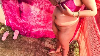 Village Aunty In Red Bra Fucked Hard By Stepson Moaning Loud Outdoors