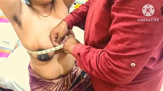 Tamil Aunty Spread Wide By Tailor During Blouse Fitting Session