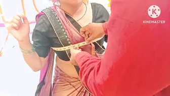 Tamil Aunty Spread Wide By Tailor During Blouse Fitting Session