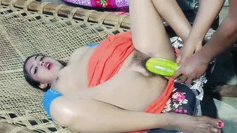 Bengali Wife Destroys Her Pussy With Thick Cucumber On Kitchen Floor