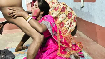 Jija Applies Holi Colors On His Sali Then Makes Her Suck His Cock