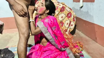 Jija Applies Holi Colors On His Sali Then Makes Her Suck His Cock