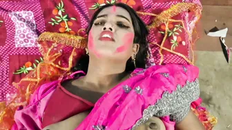 Jija Applies Holi Colors On His Sali Then Makes Her Suck His Cock