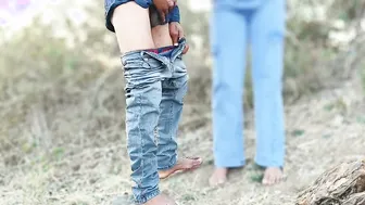 Desi Village Girlfriend Rides Boyfriend's Cock Tight In Jungle Hideout