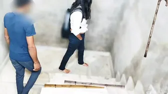 Indian College Lovers Fuck On Staircase With Passionate Hindi Audio