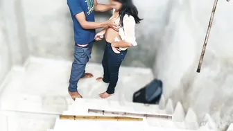 Indian College Lovers Fuck On Staircase With Passionate Hindi Audio
