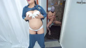 Muslim Stepmom In Hijab Catches Naked Stepson And Fucks Him Horny