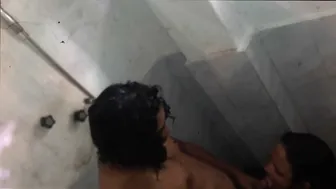 Desi Couple Bathing Naked Together While He Sucks Her Big Boobs