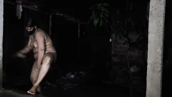Desi Aunty Bathing Naked In The Rain At Her Village Home Compound