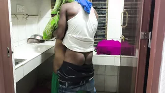 Indian Aunty Washing Dishes Gets Surprised By Horny Nephew Behind