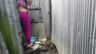 Desi Nephew Grabs Peeing Aunty In Bathroom And Fucks Her Ass Roughly