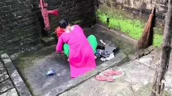 Indian Stepaunt Doing Laundry Surprised By Nephew Fucking Her Ass