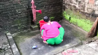 Indian Stepaunt Doing Laundry Surprised By Nephew Fucking Her Ass