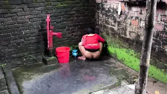 Indian Stepnephew Catches Stepaunt Peeing And Fucks Her From Behind