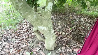 Indian Neighbor Caught Alone In Woods Gets Fucked Hard Against A Tree