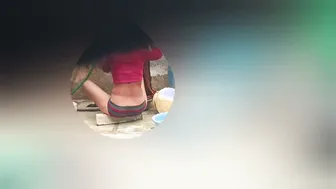 Watching My Indian Stepsister Shave Her Pussy In The Outdoor Bathroom