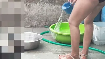 Indian Village Sister In Law Bathing Naked In Red Panties