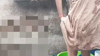 Indian Village Sister In Law Bathing Naked In Red Panties