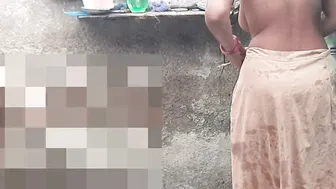 Indian Village Sister In Law Bathing Naked In Red Panties