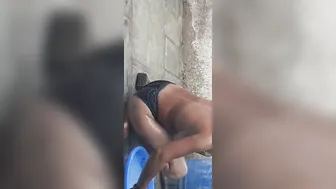 Tamil Friend's Wife Gets Ass Fucked Then Bathes In Open Courtyard Wearing Tights