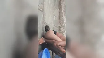 Tamil Friend's Wife Gets Ass Fucked Then Bathes In Open Courtyard Wearing Tights