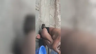 Tamil Friend's Wife Gets Ass Fucked Then Bathes In Open Courtyard Wearing Tights
