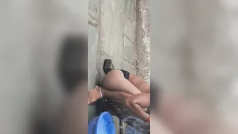 Tamil Friend's Wife Gets Ass Fucked Then Bathes In Open Courtyard Wearing Tights