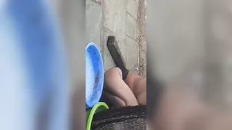 Tamil Friend's Wife Gets Ass Fucked Then Bathes In Open Courtyard Wearing Tights
