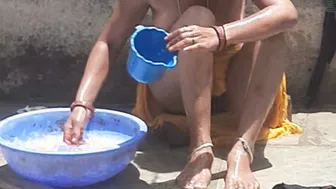 Desi Stepsister Bathes Naked Outdoors While Stepbrother Watches Her Closely