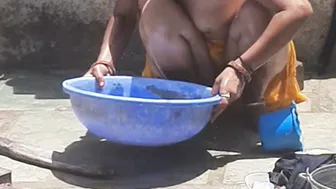 Desi Stepsister Bathes Naked Outdoors While Stepbrother Watches Her Closely