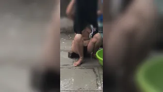 Hidden Camera Catches Desi Stepsister Bathing Naked In Outdoor Bathroom Space