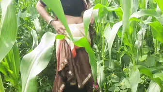 Indian Sister-In-Law Bent Over In Open Field And Fucked Hard From Behind