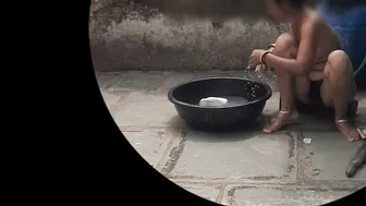 Desi Stepsister Bathes Naked In Open Bathroom While Stepbrother Watches