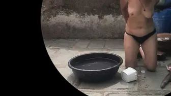 Desi Stepsister Bathes Naked In Open Bathroom While Stepbrother Watches