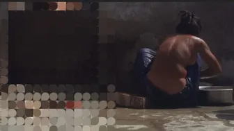 Desi Bhabhi Bathing Naked In Open Bathroom By The Roadside Near Forest